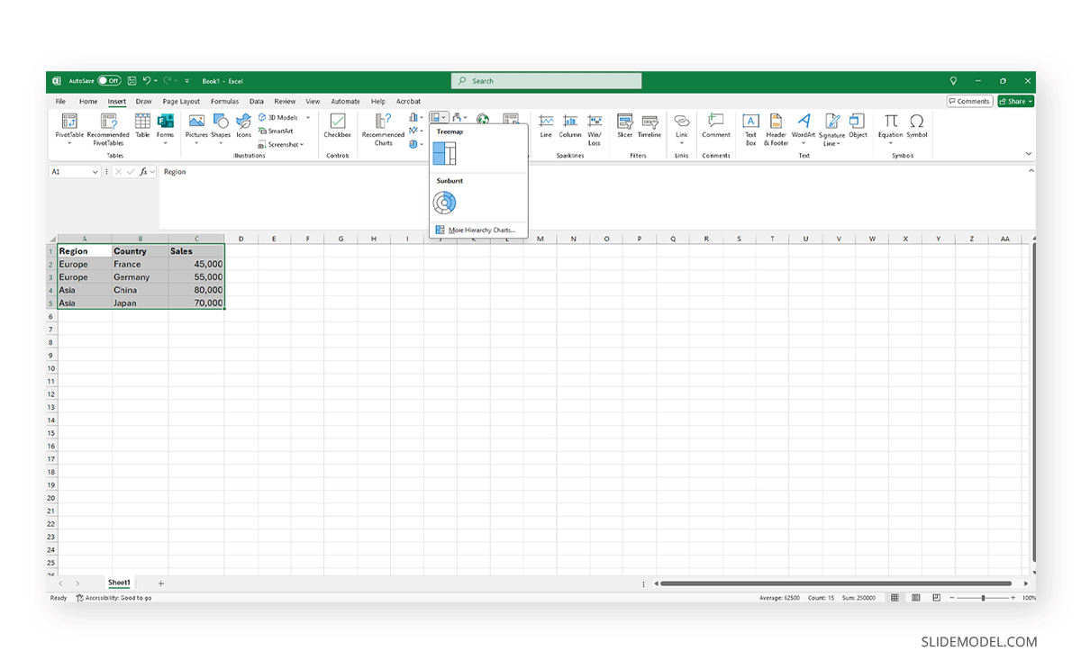 How to create a treemap chart from scratch in Excel
