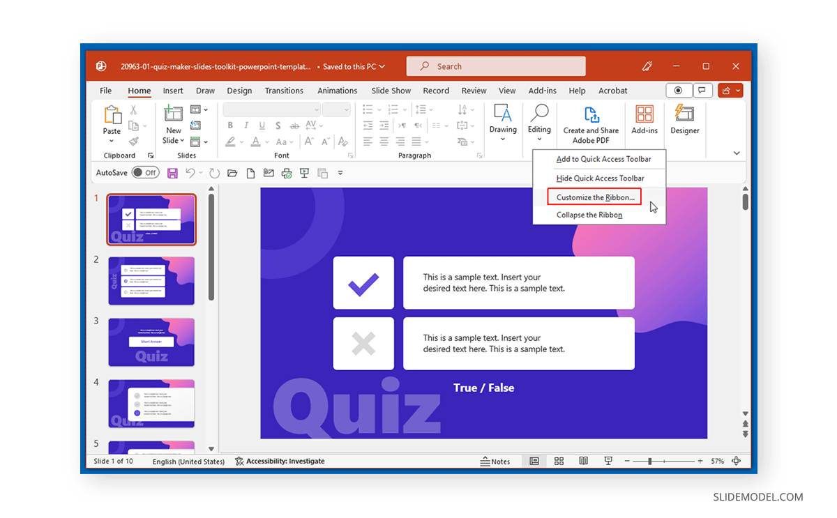 Customizing the Ribbon in PowerPoint