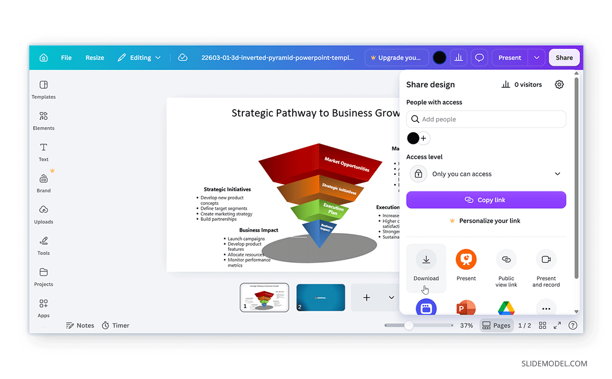Downloading a PDF from Canva