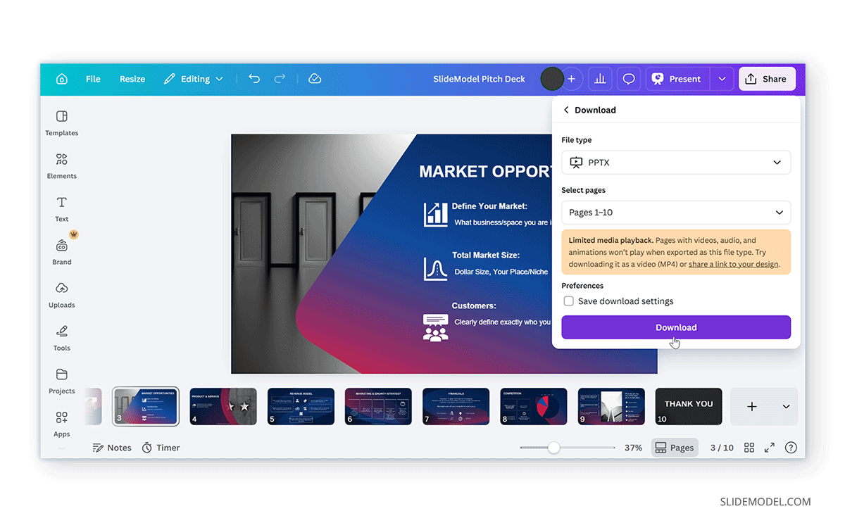 Exporting Canva to Google Slides