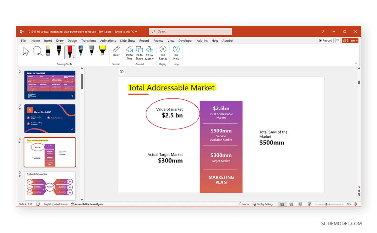Draw tab in PowerPoint