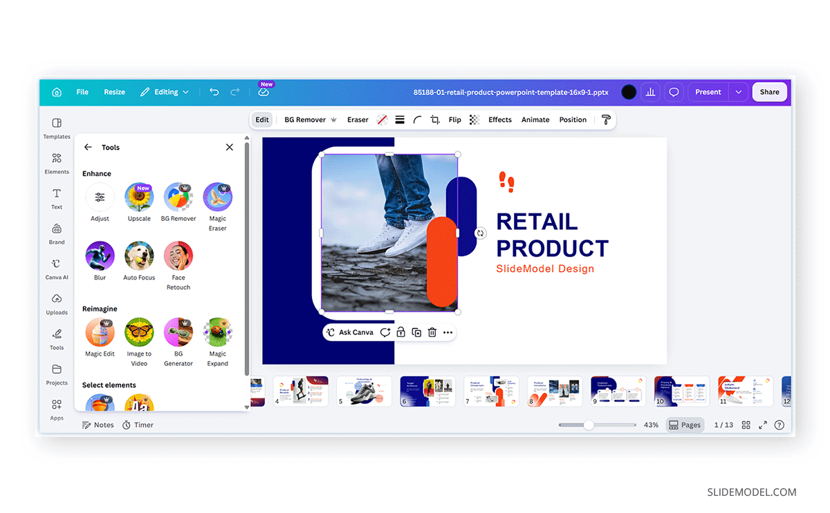 Where to find Blur in Canva