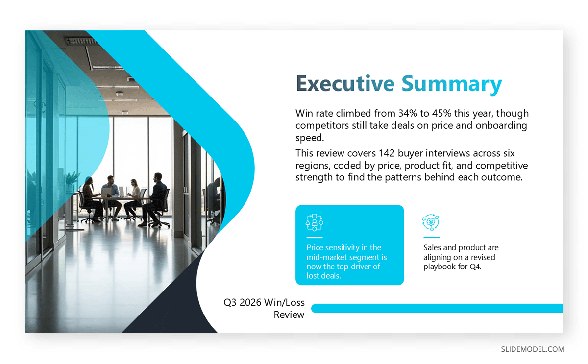 Win and Loss Analysis Executive Summary slide