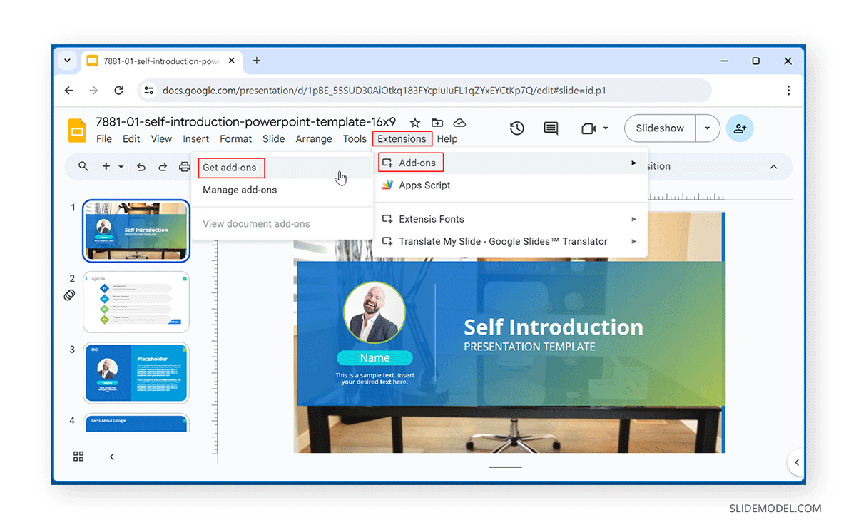 How to install add ons in Google Slides