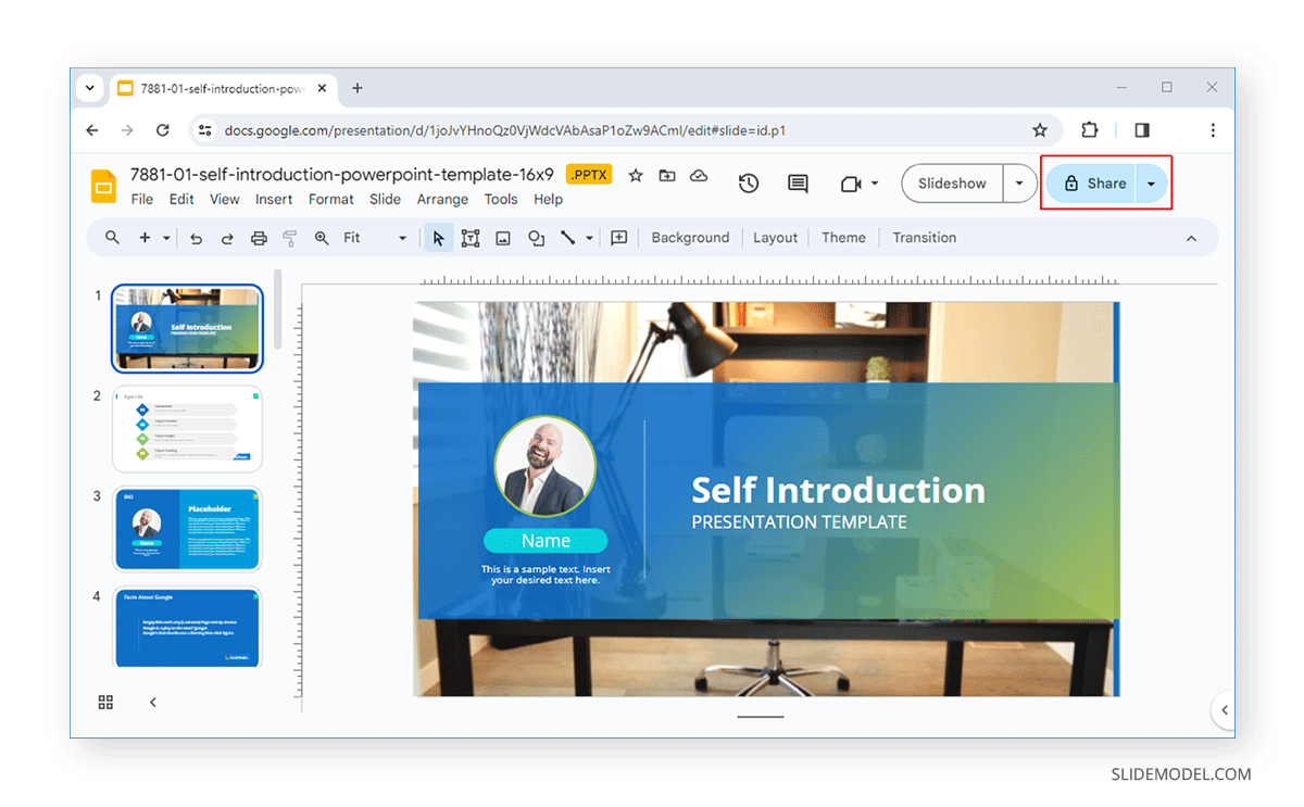 how to share google slides in presentation mode