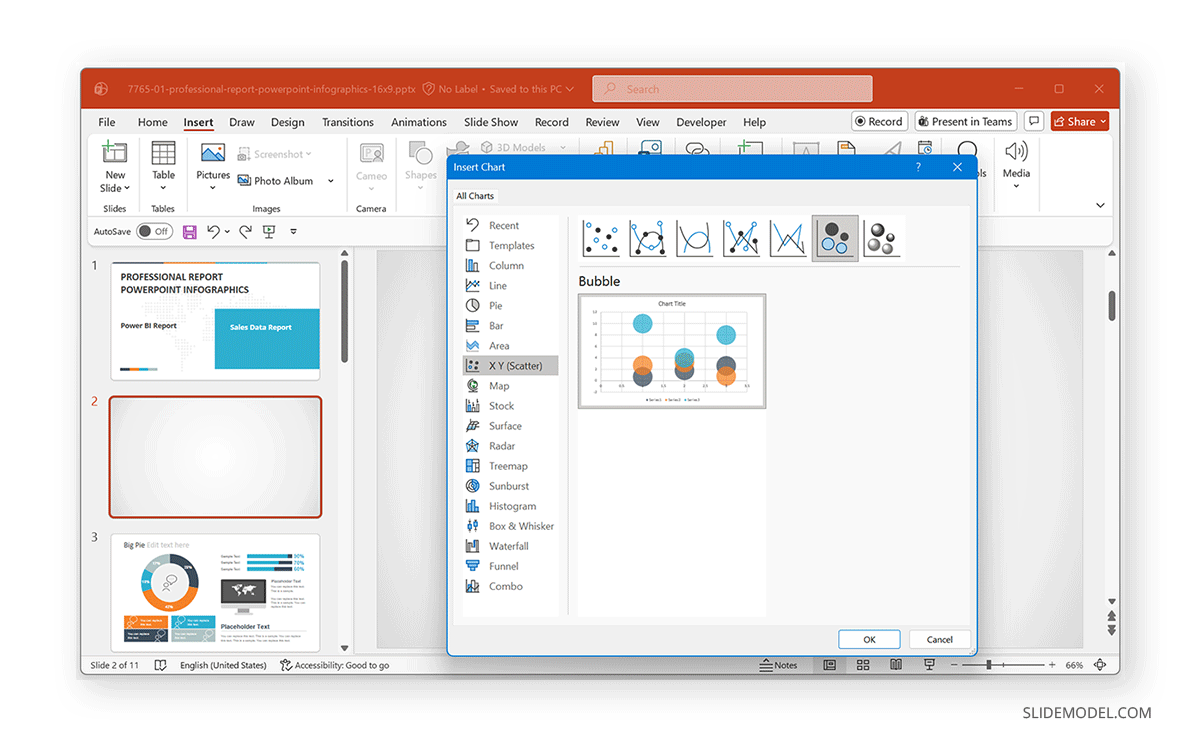 How to add a bubble chart to a PowerPoint slide