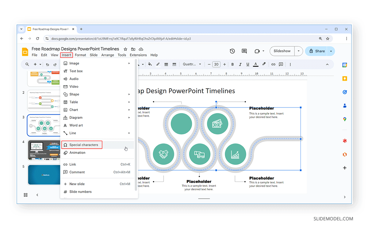 Locating Special Characters in Google Slides