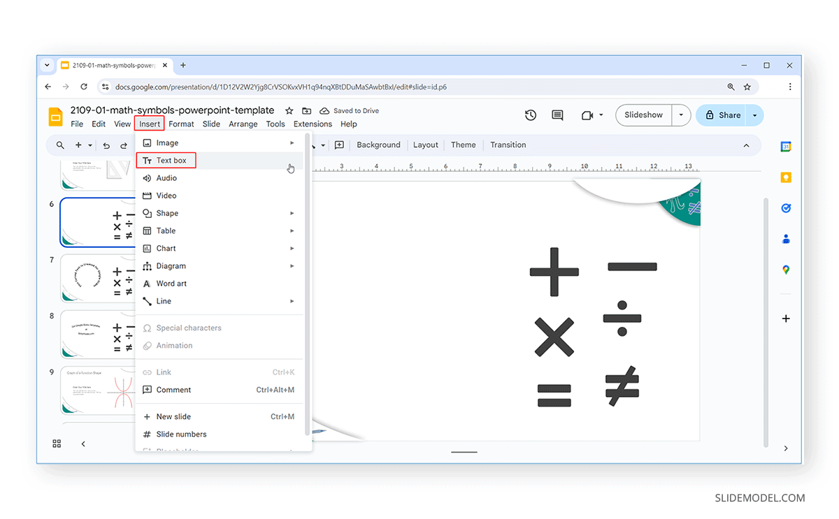 How to insert a text box in Google Slides