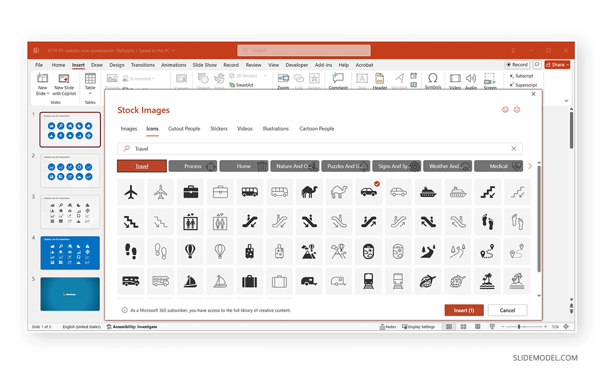 Using PowerPoint's native icons from stock images