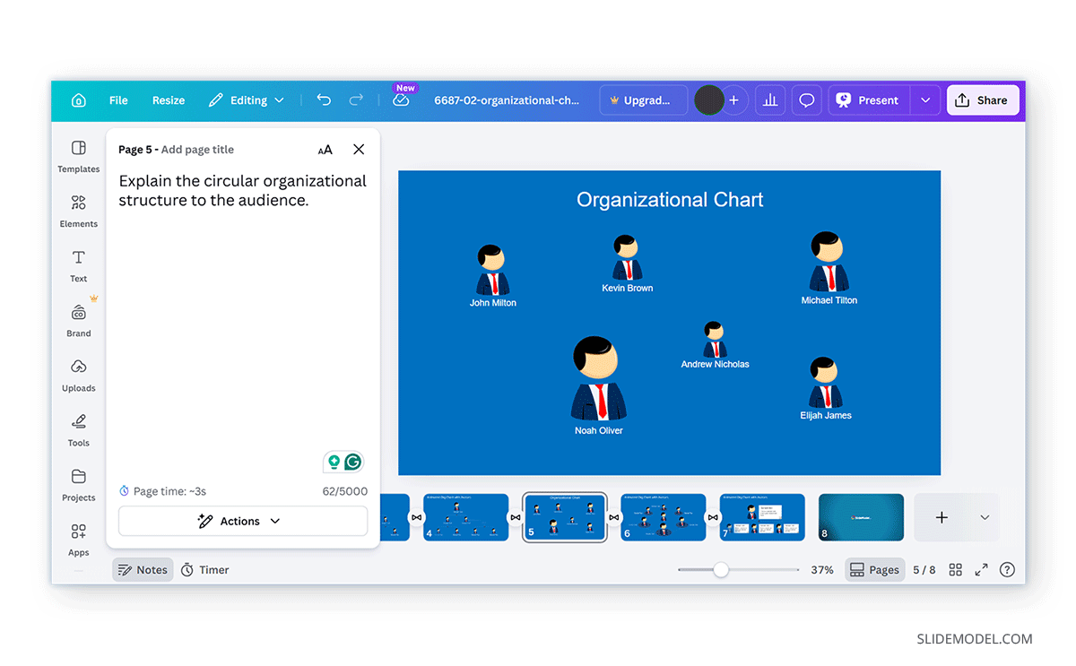 Working with speaker notes in Canva