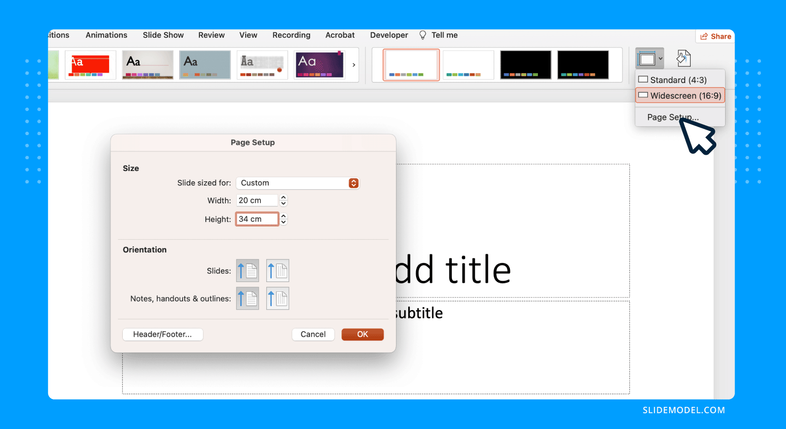 PPT slide page setup
