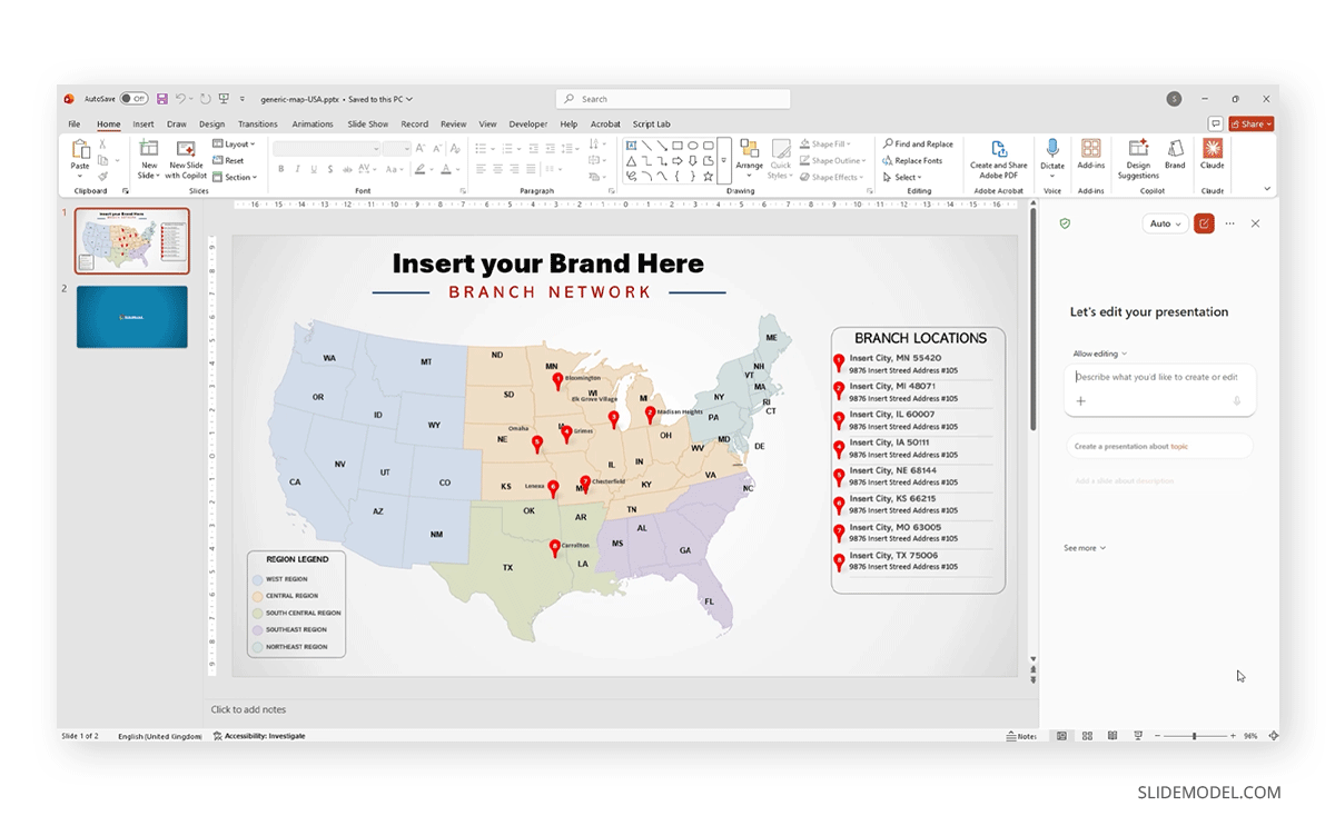 Original PowerPoint map template slide