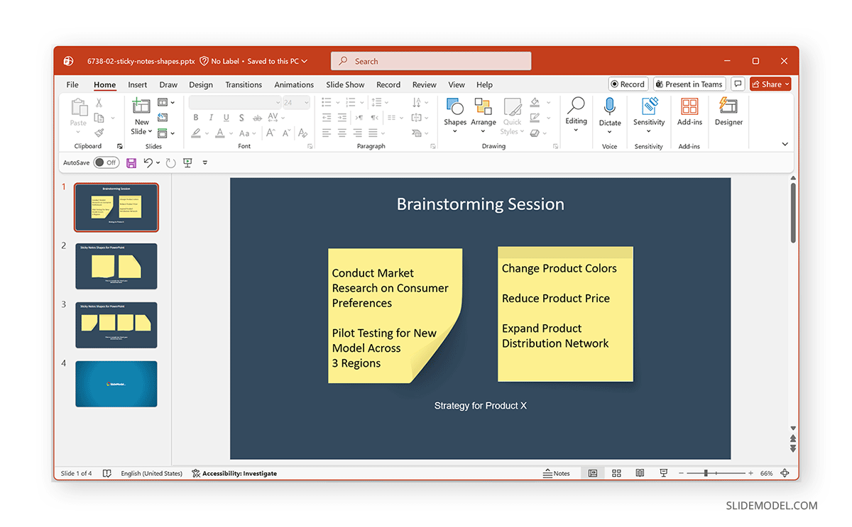 How to edit a slide with sticky notes