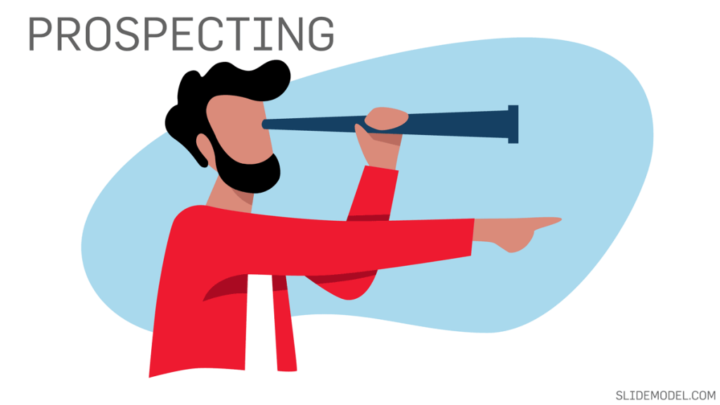 Prospecting Stage in Sales Process with an illustration of a man