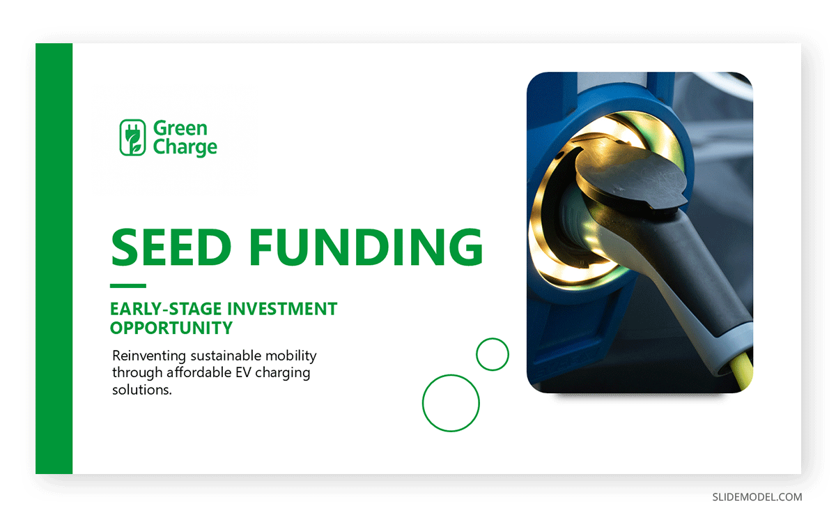 Example of a title slide in a seed pitch deck