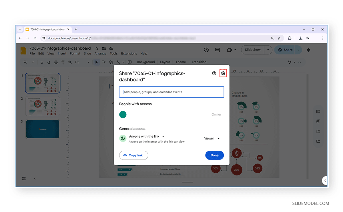 Locating the Settings Menu on Google Slides