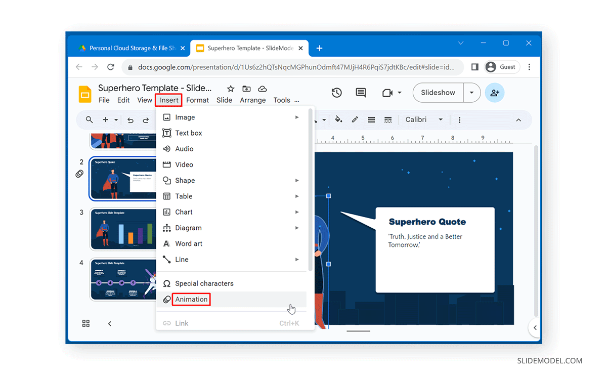 How to add animation in Google Slides