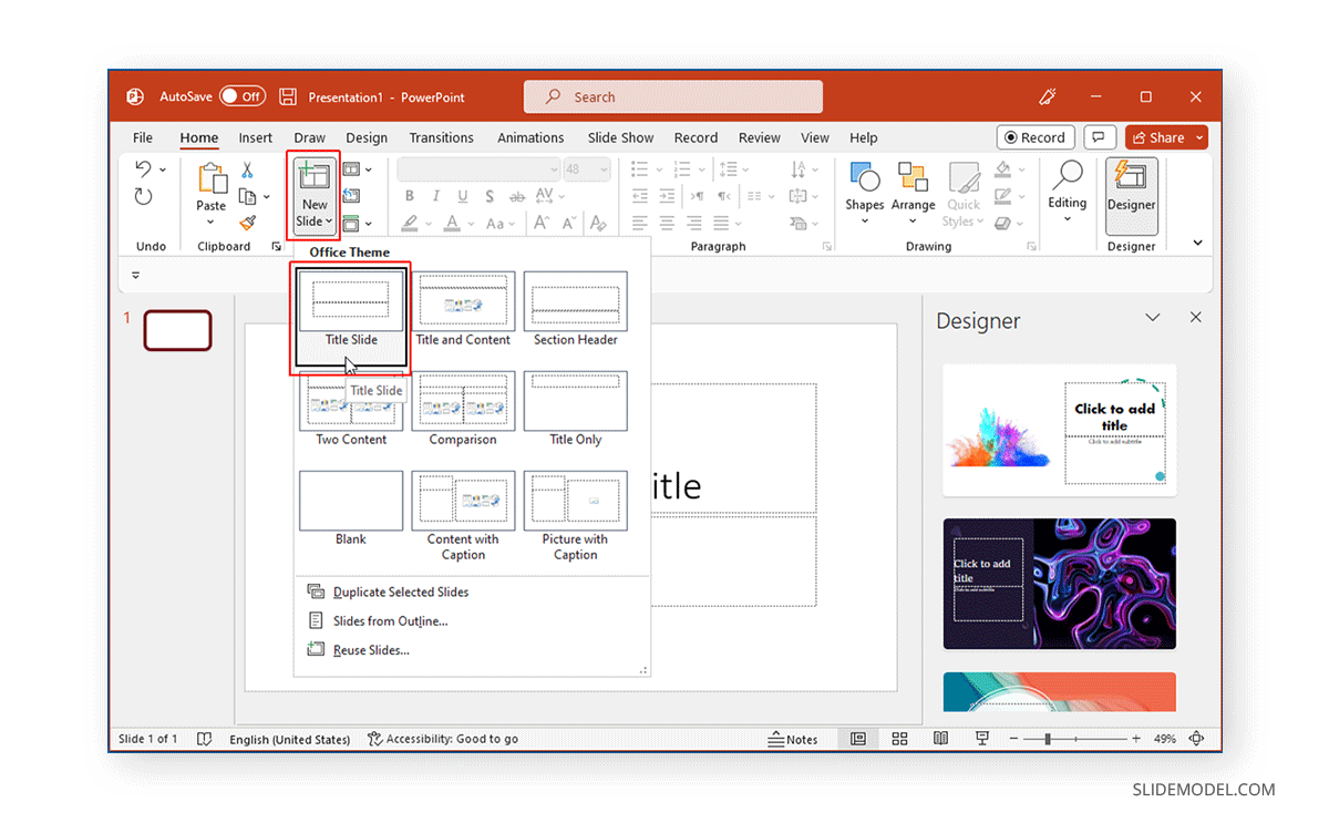 add presentation title powerpoint