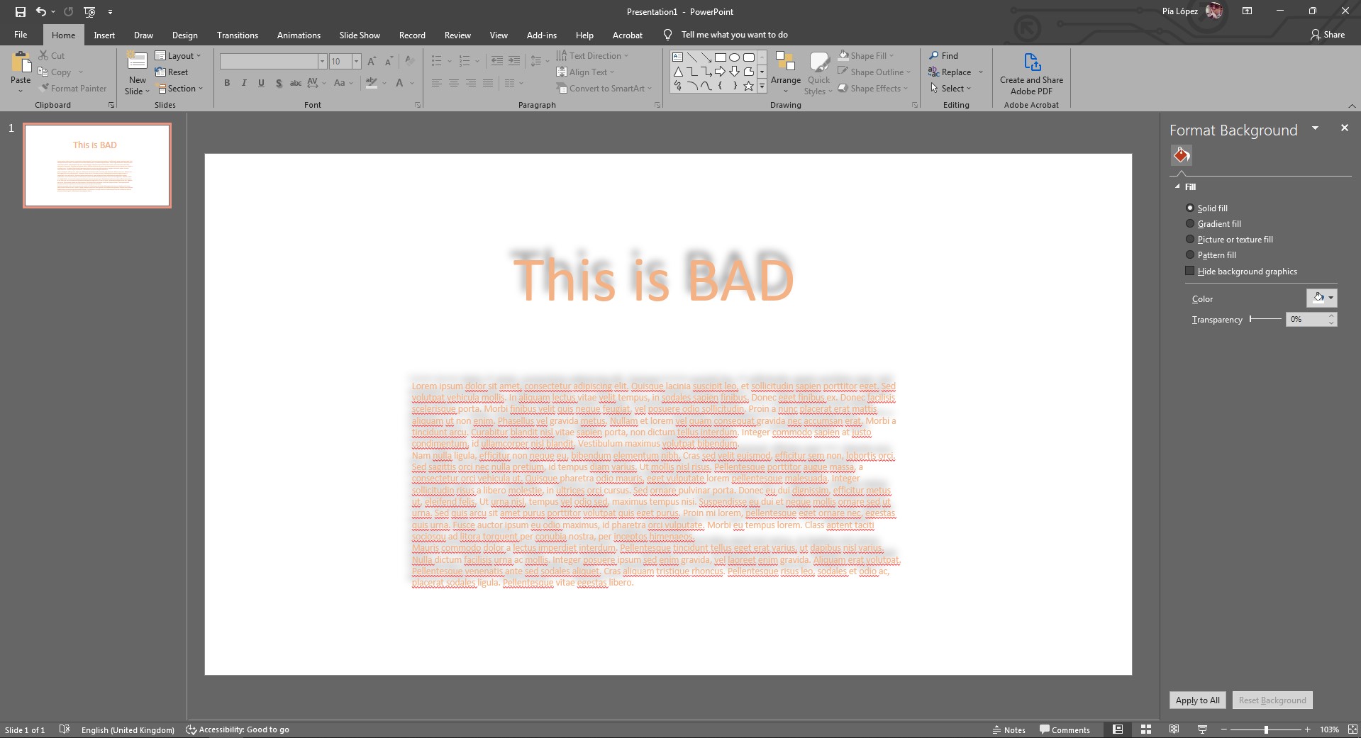 bad usage of text shadow in PowerPoint
