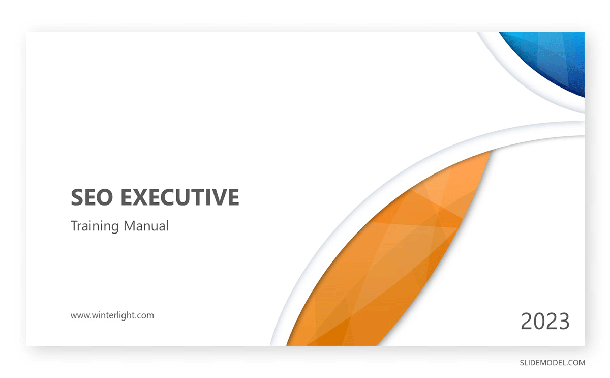 Cover slide for a training manual template