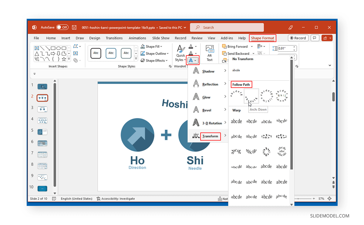 How to curve a text in PowerPoint