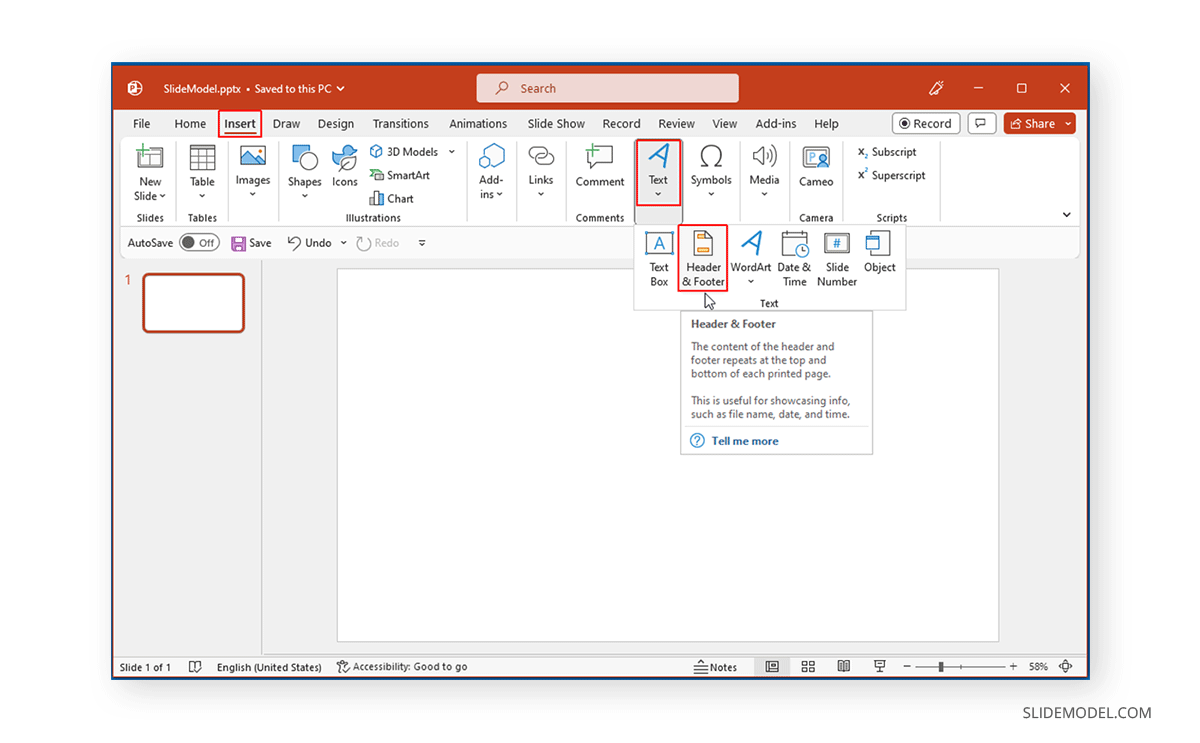 How to edit automatically added header in PowerPoint