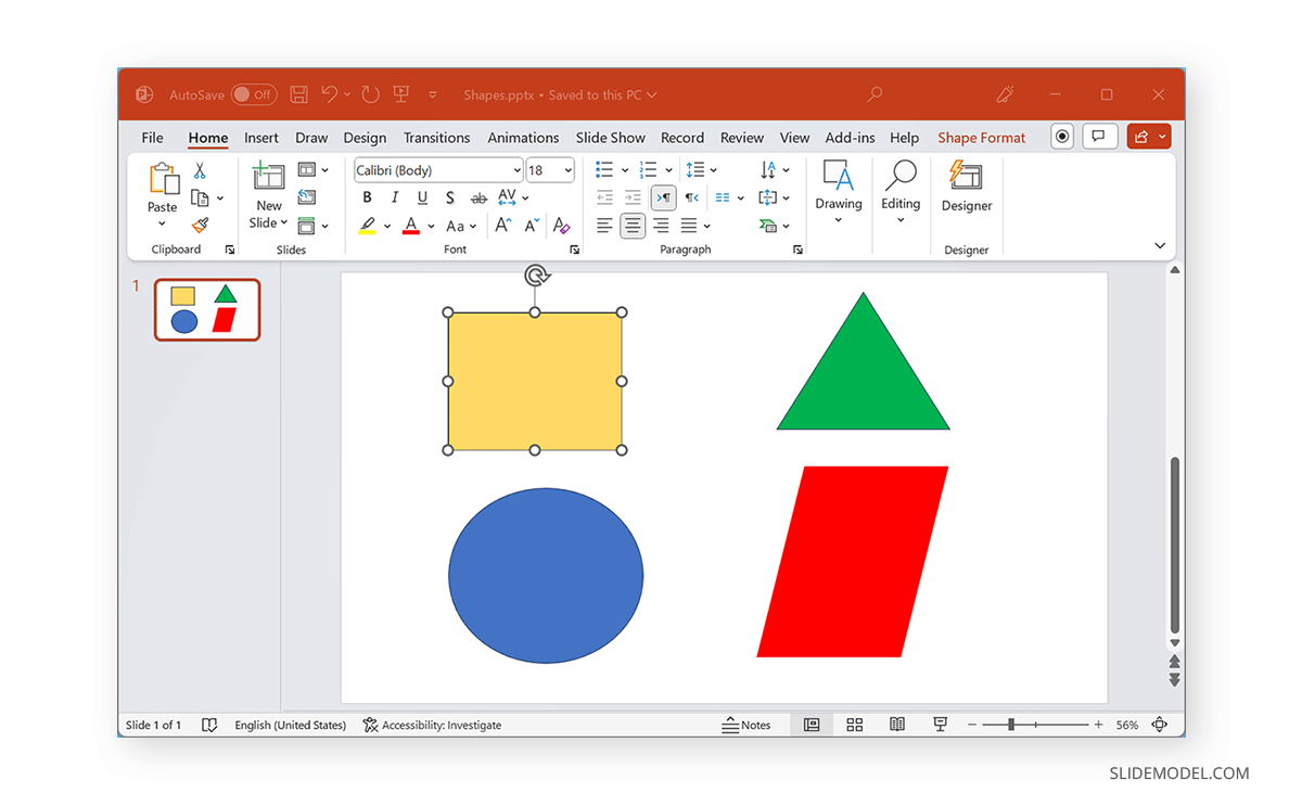 How to select a shape in PowerPoint