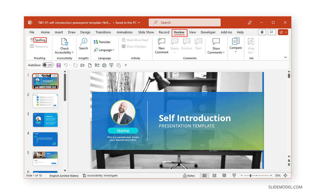 How to spell check in PowerPoint