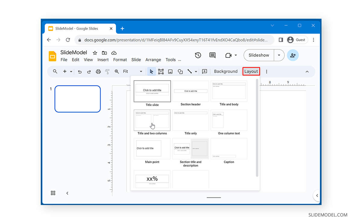 How to insert columns in Google Slides