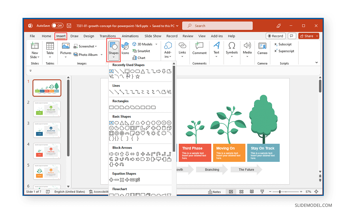 Inserting a shape to add border in PowerPoint