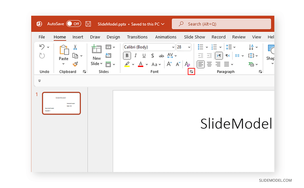 Locating advanced type options in PowerPoint
