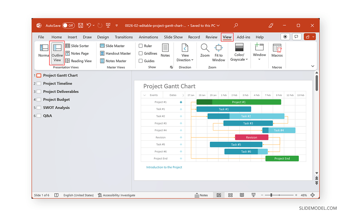 Locating Outline View in PowerPoint