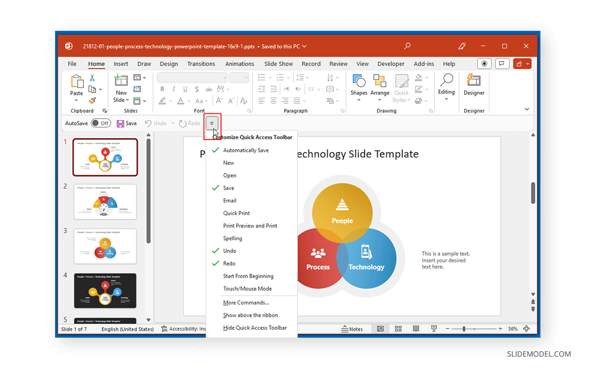 Quick Access toolbar in PowerPoint