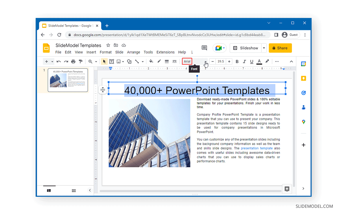 Selecting text boxes in Google Slides