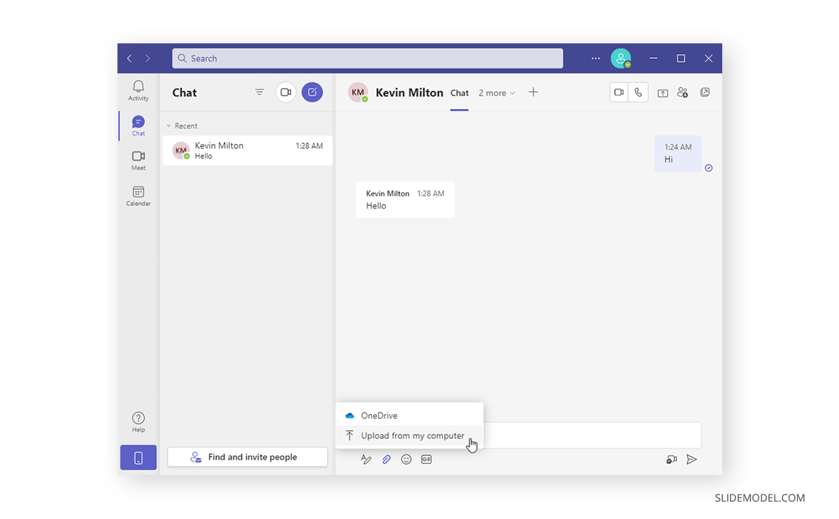 Upload a PowerPoint file to a Microsoft Teams chat