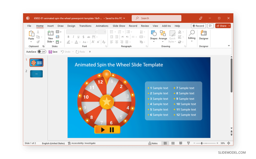 Using Animated Spin The Wheel Template By Slidemodel Slidemodel