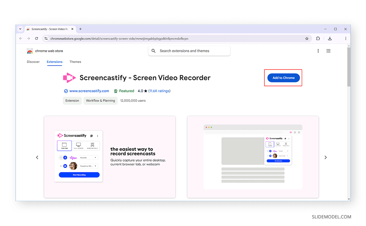 Adding Screencastify to Google Chrome