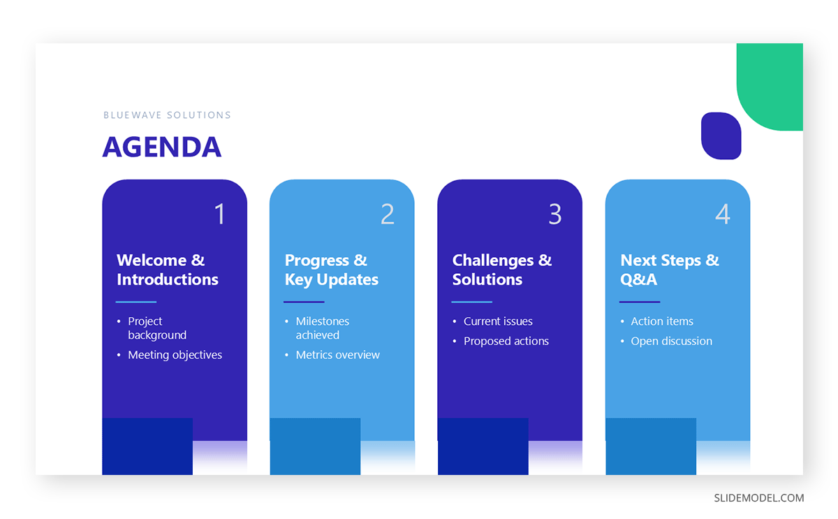 Client presentation sample agenda slide