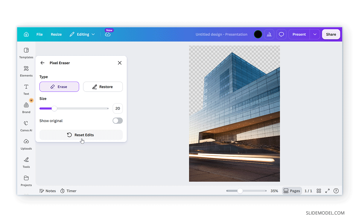 Using Canva's Background removal tool