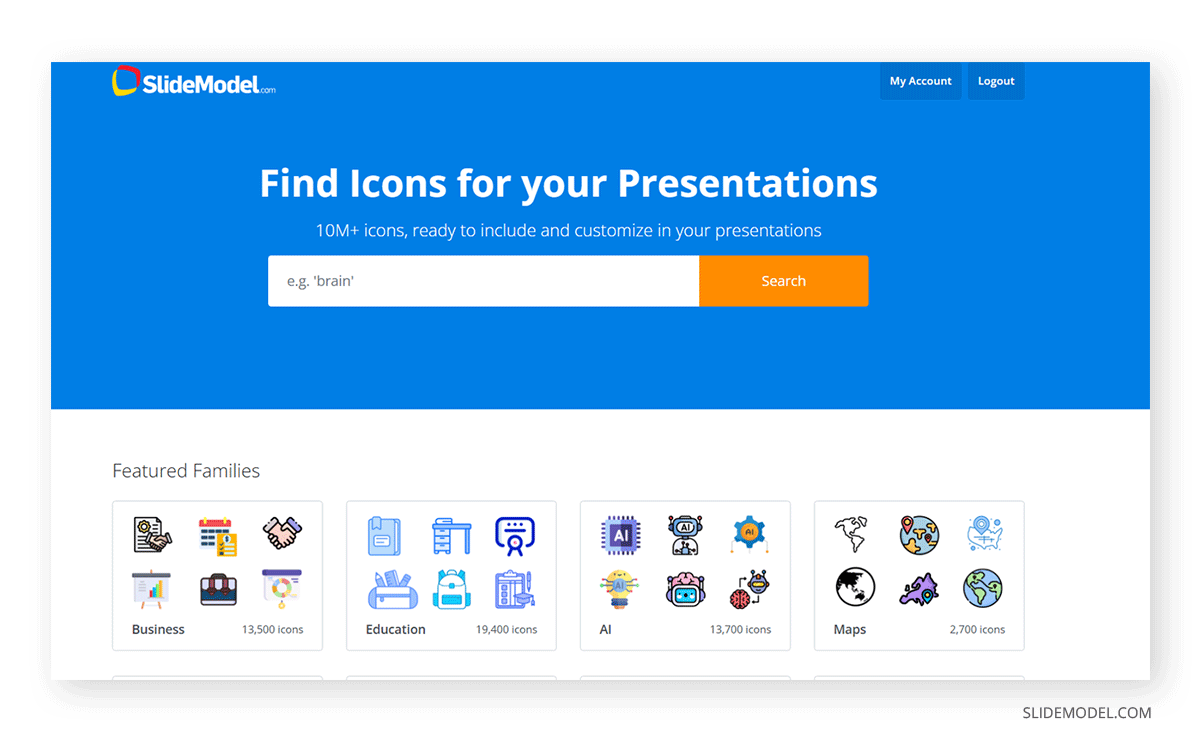 SlideModel Icons browse page