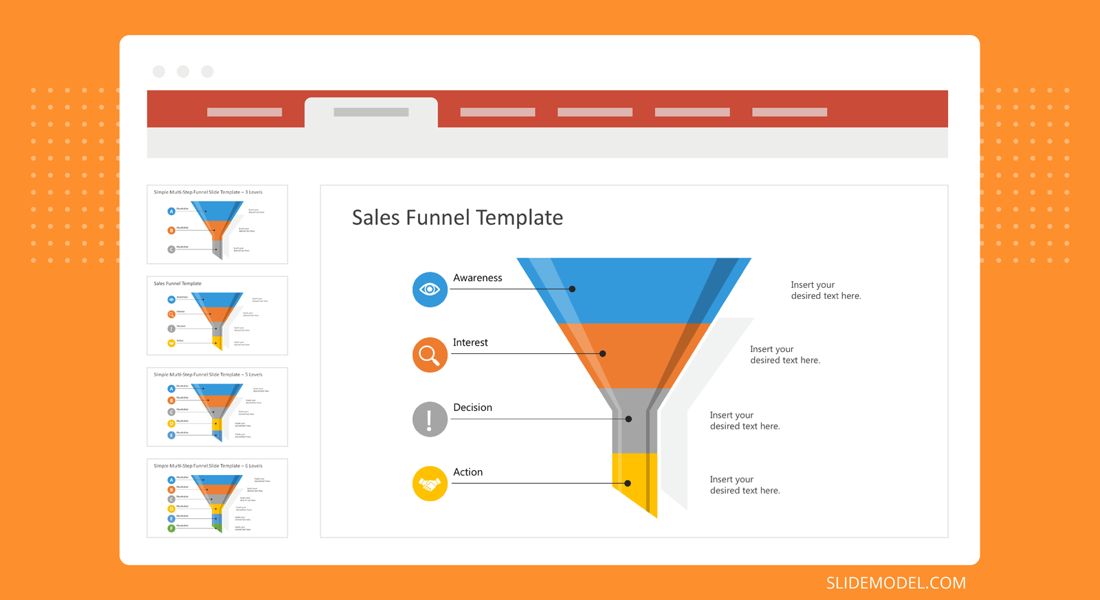 What is a Sales Funnel? Example of a Sales Funnel slide template for presentations