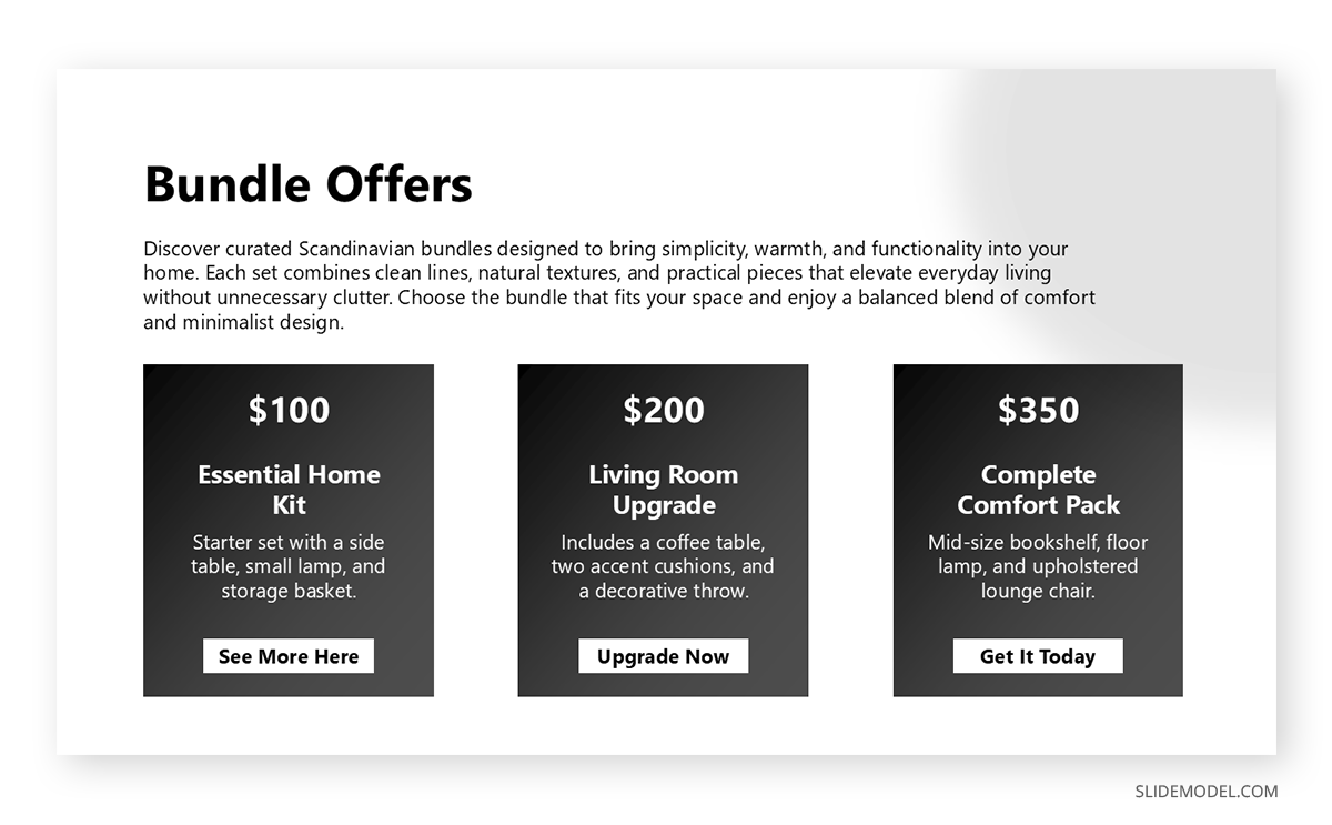 How to present bundle offers in product catalog PowerPoint