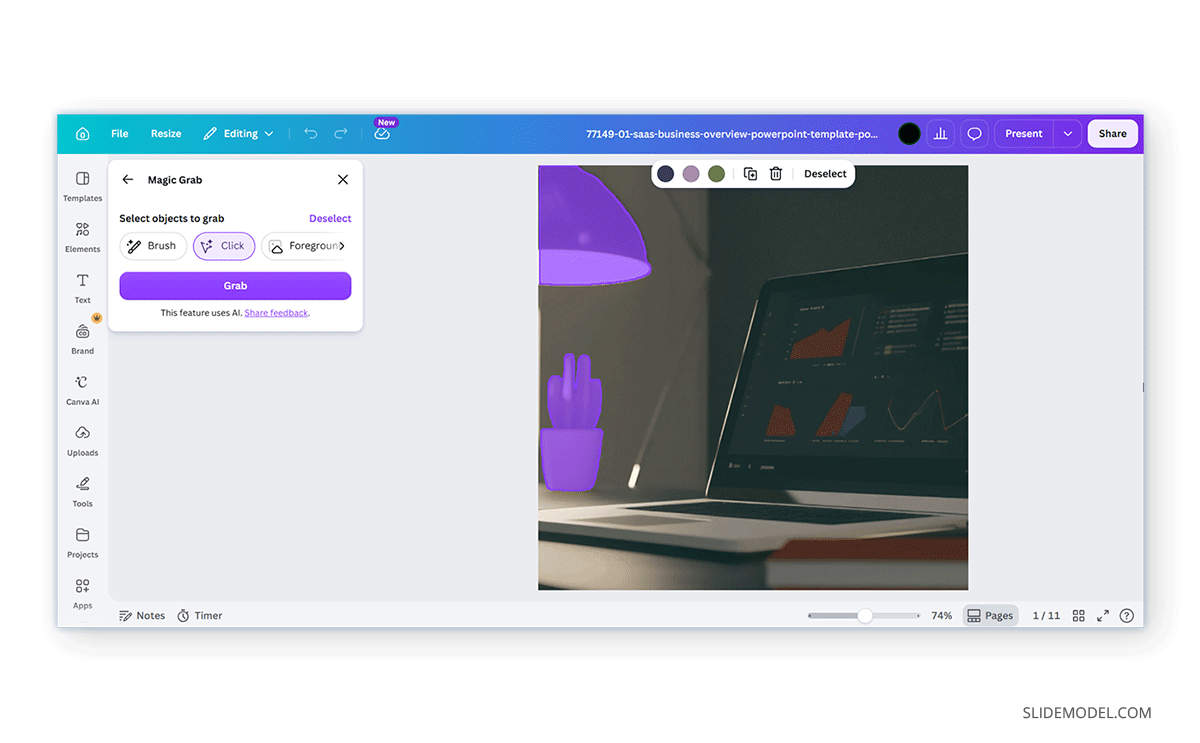 Using Magic Grab in Canva