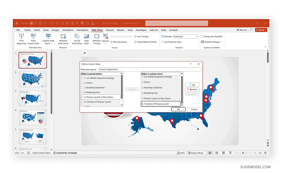 What to include in custom slide show for PowerPoint