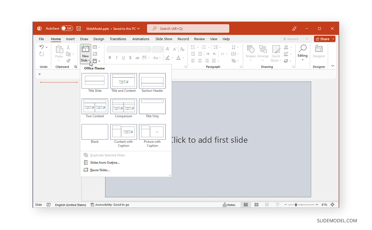 insert a new slide in PowerPoint