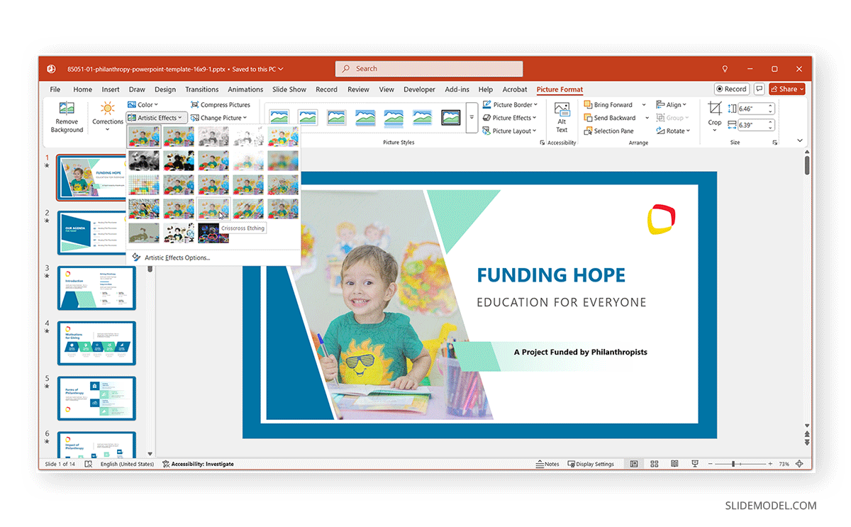 Cross Etching in PowerPoint photos