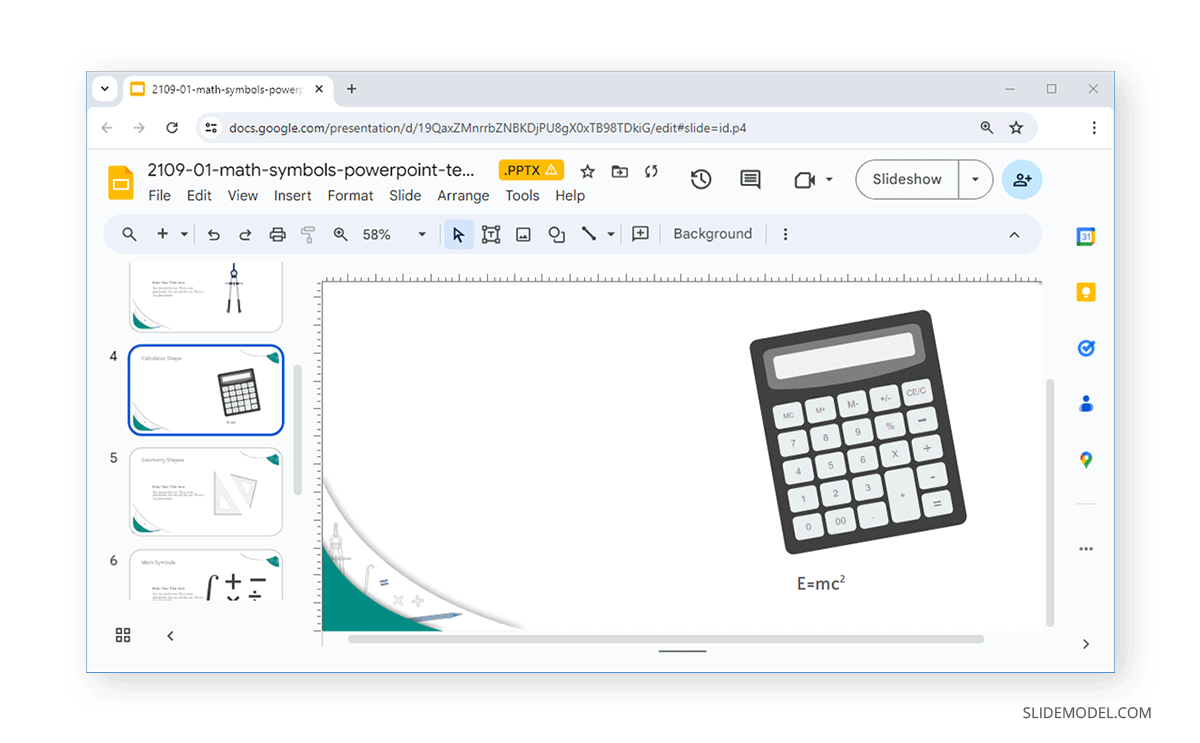 Application of superscript in Google Slides