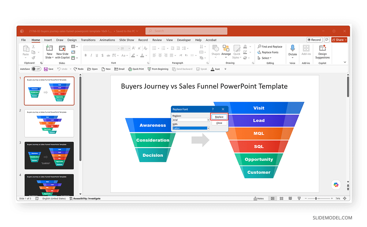 Confirming font replacement PowerPoint