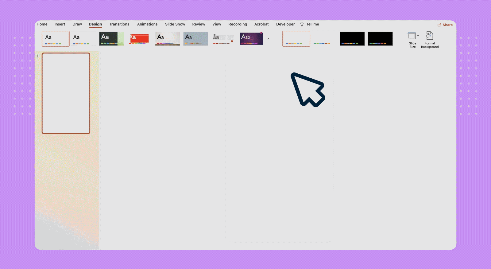 Selecting background color for app prototype in PowerPoint
