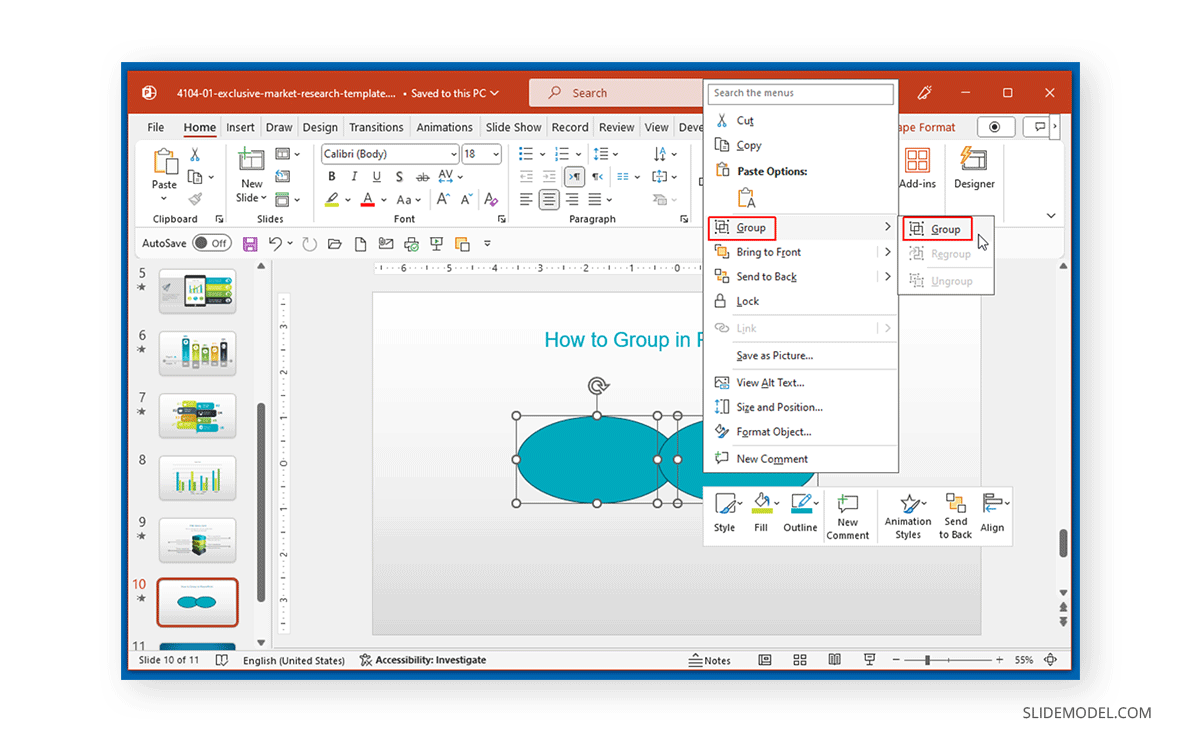 How to group in ppt